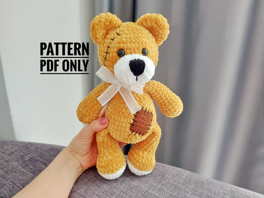 Crochet bear teddy pattern, bear gift pattern, Stuffed teddy bear pattern, Custom plush, Personalized gift, Baby keepsake, bear decor
