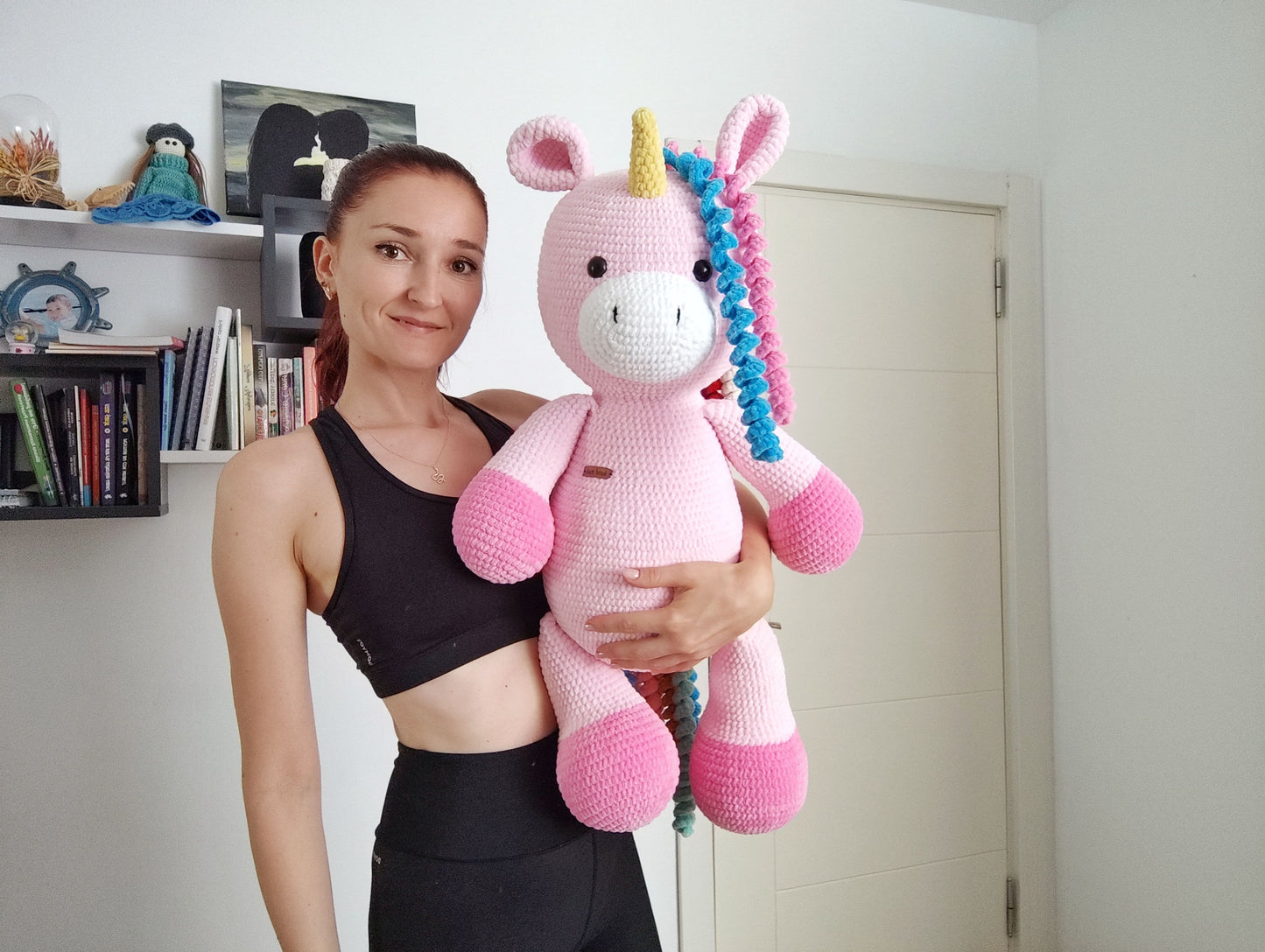 Crochet big pink house - unicorn pillow pattern, big horse pattern, Amigurumi patterns, Crochet unicorn tutorial