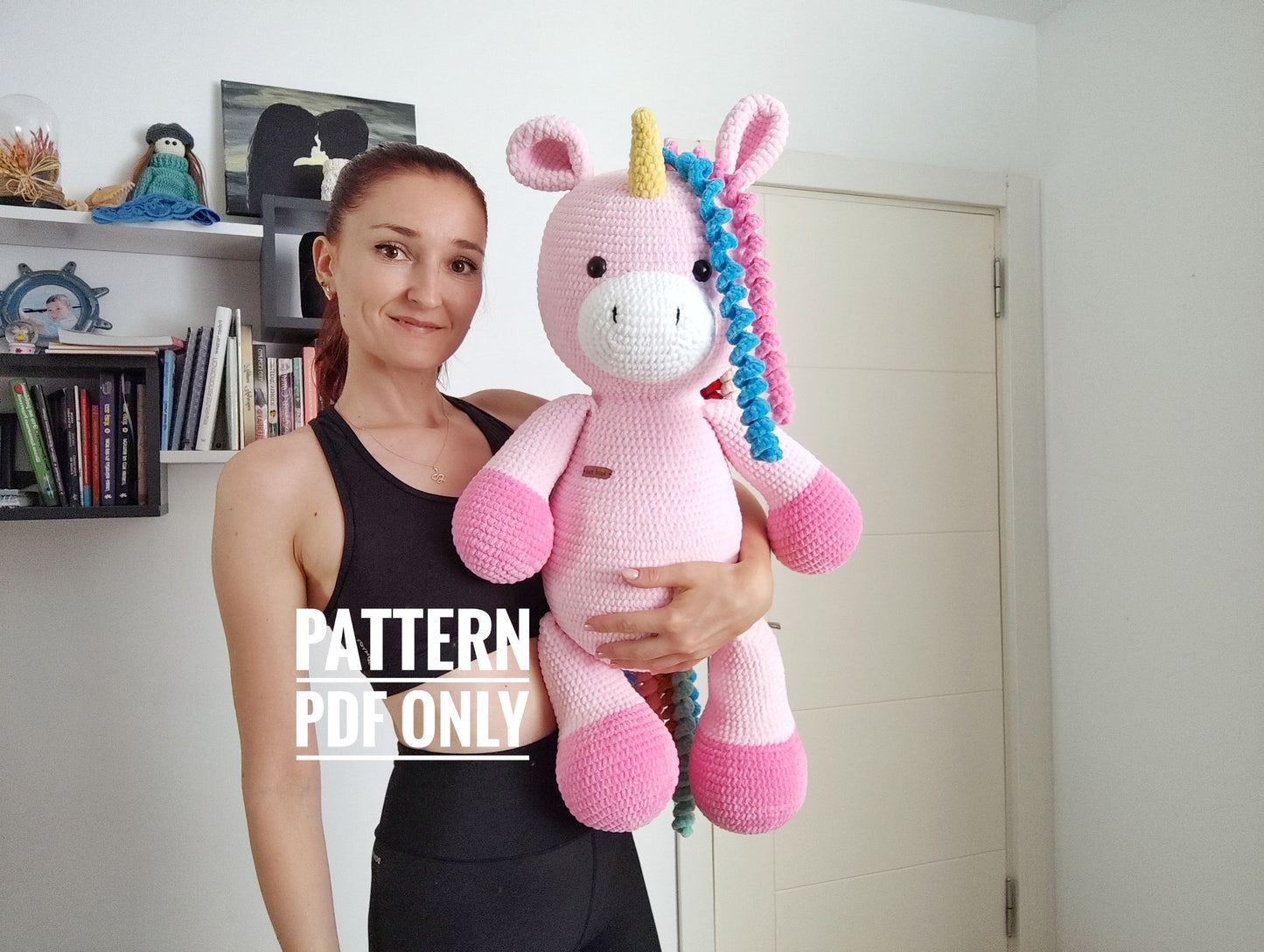 Crochet big pink house - unicorn pillow pattern, big horse pattern, Amigurumi patterns, Crochet unicorn tutorial