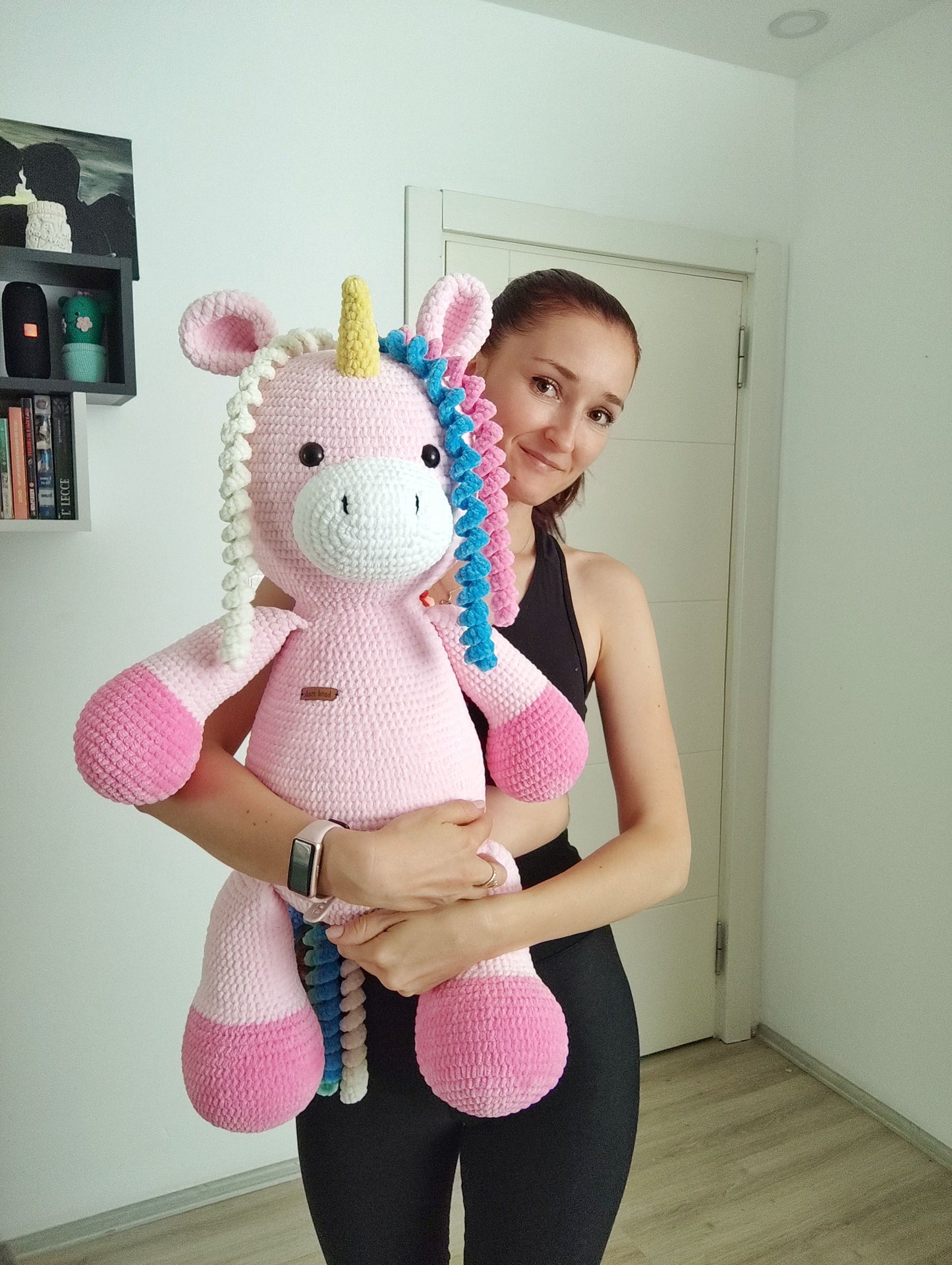 Crochet big pink house - unicorn pillow pattern, big horse pattern, Amigurumi patterns, Crochet unicorn tutorial