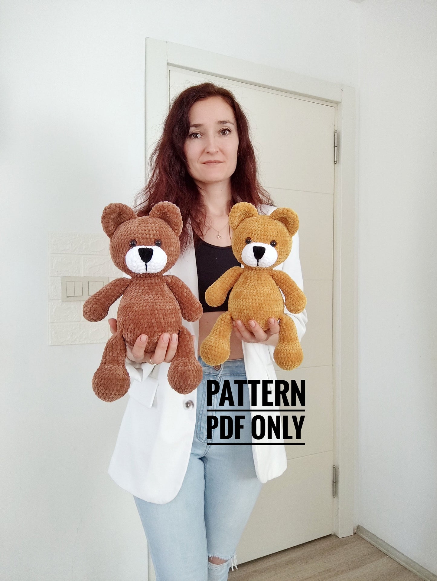 Crochet bear teddy pattern, bear gift pattern, Stuffed teddy bear pattern, Custom plush, Personalized gift, Baby keepsake, bear decor