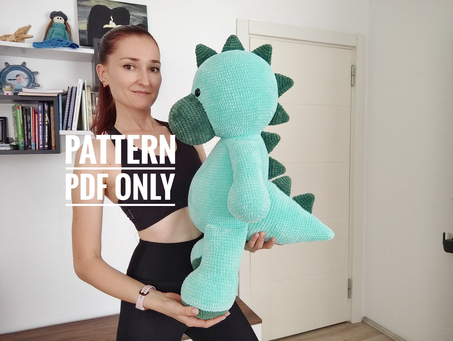 PDF plush big dinosaur Crochet Pattern, big dinosaur Crochet Pattern, big dinosaur Amigurumi Pattern (English)