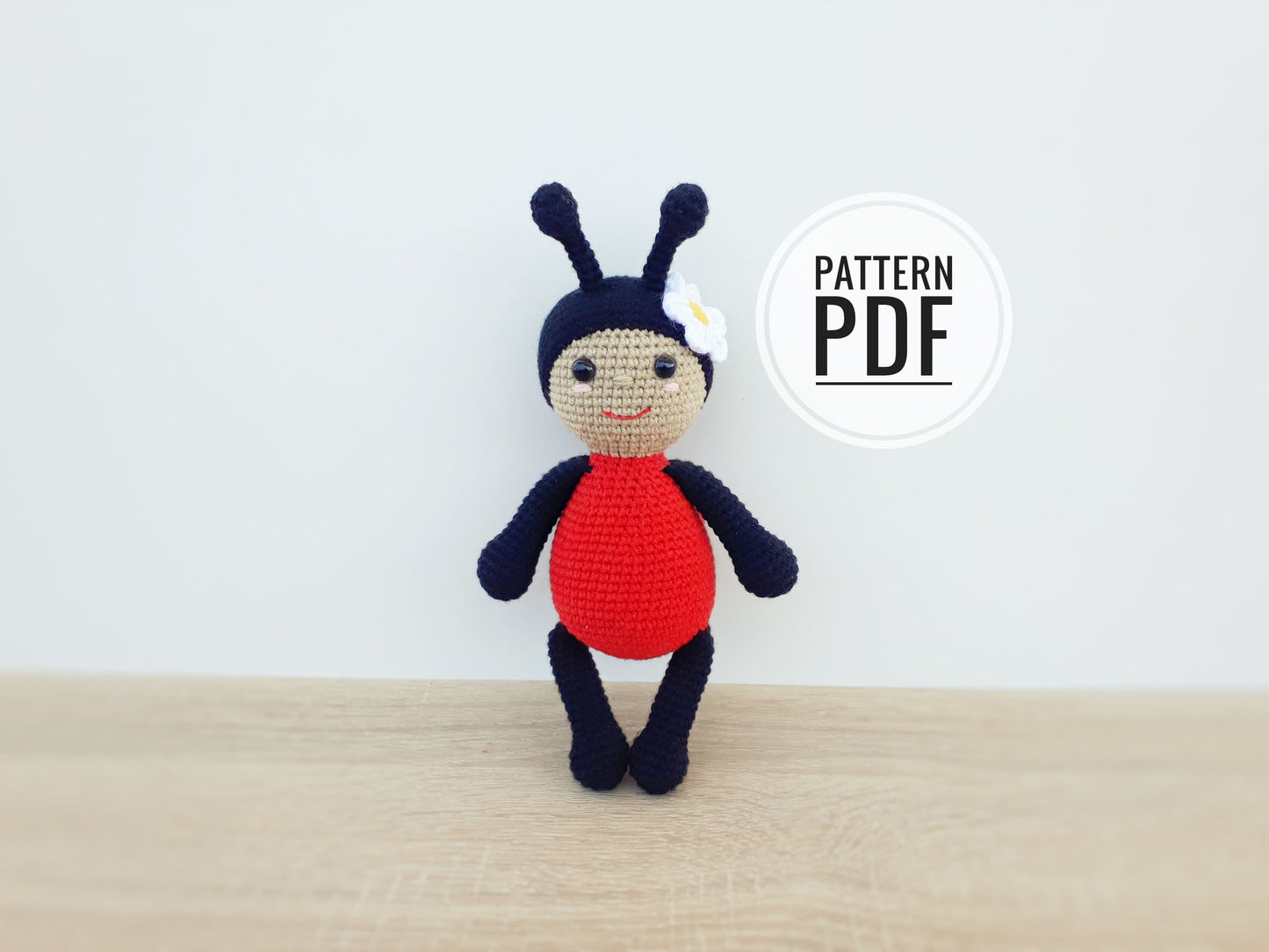 Crochet Ladybug toy PATTERN ONLY, ladybug amigurumi, pdf Stuffed Animal Toy Pattern