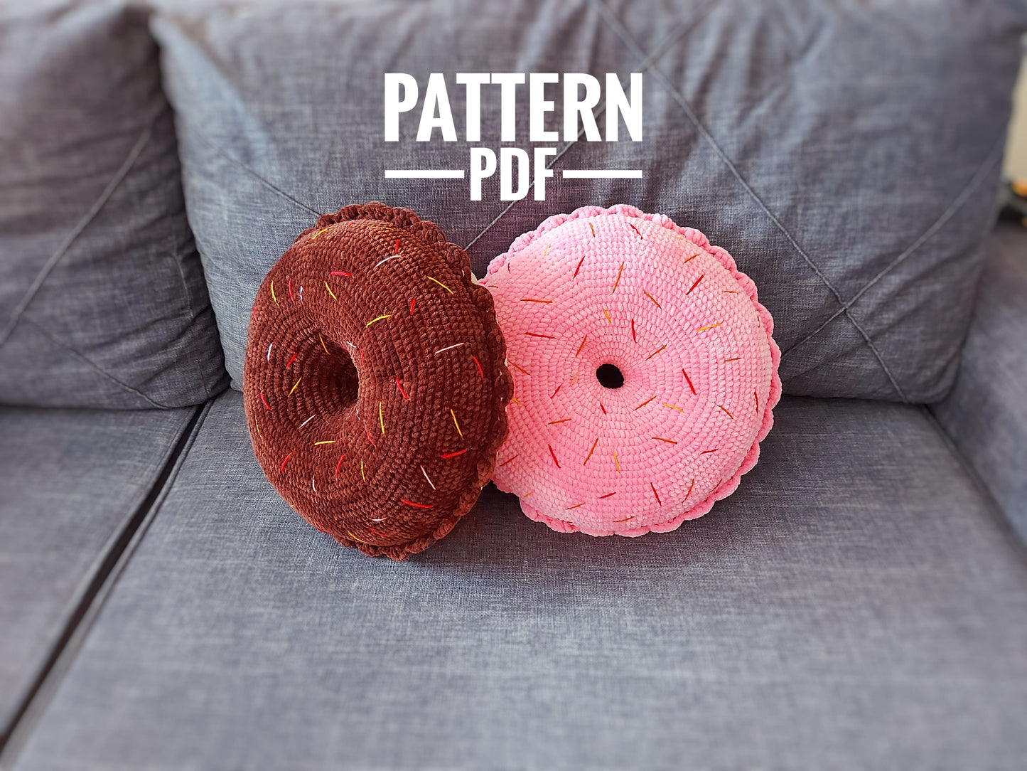 Crochet donut pillow pattern, donut pattern, Amigurumi pattern for beginner, Crochet donut tutorial