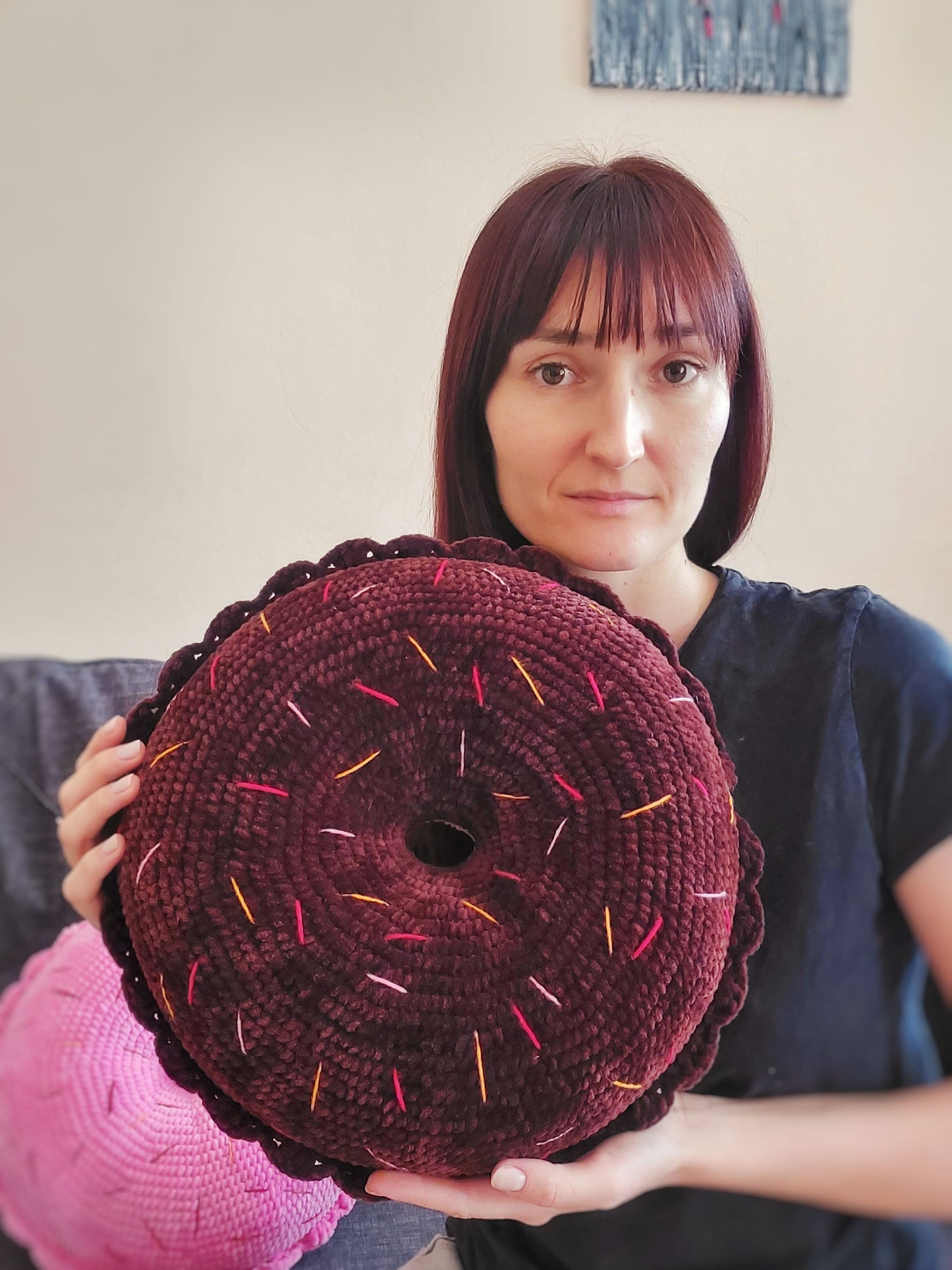 Crochet donut pillow pattern, donut pattern, Amigurumi pattern for beginner, Crochet donut tutorial