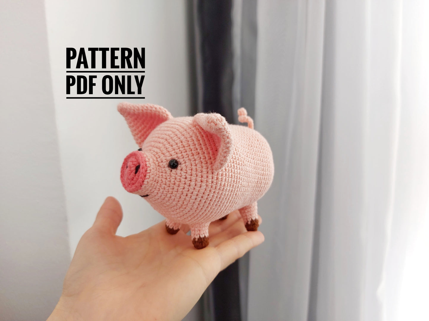 Pattern instructed Pig, funny pig pattern, Piggy Pillow Pattern, Cute Pig Plushie Pattern, Crochet Piggy Pattern
