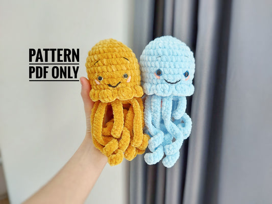 squid Crochet PATTERN Plush, Amigurumi Kawaii Stuffed Sea Animal, squid stuffed animal, amigurumi squid