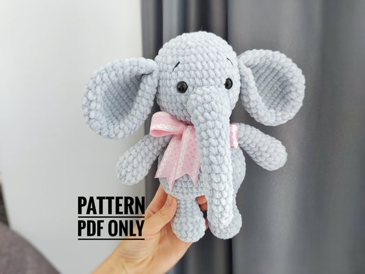 Plushie toy Elephant crochet pattern, elephant pattern, Crochet toy, Stuffed elephant, Safari birthday, Jungle Zoo