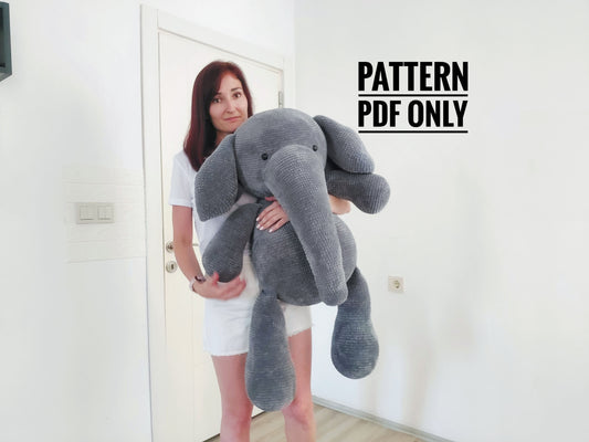 Crochet big grey elephant pillow pattern, big elephant pattern, Amigurumi patterns, Crochet elephant tutorial