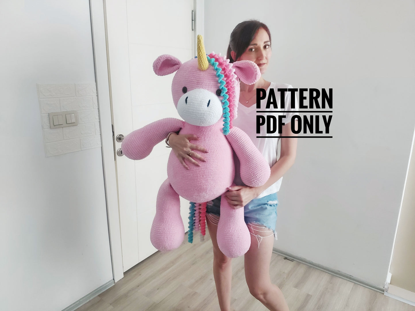 Crochet big pink house - unicorn pillow pattern, big horse pattern, Amigurumi patterns, Crochet unicorn tutorial