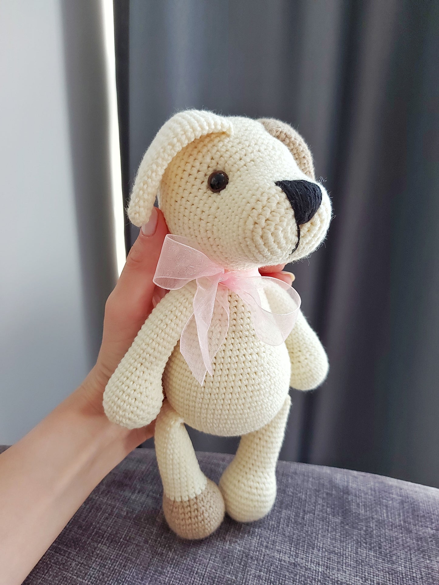 crochet puppy toy pattern, handmade dog pattern, amigurumi puppy doll, soft stuffed doggy, gift for puppy lover, gift for children girl