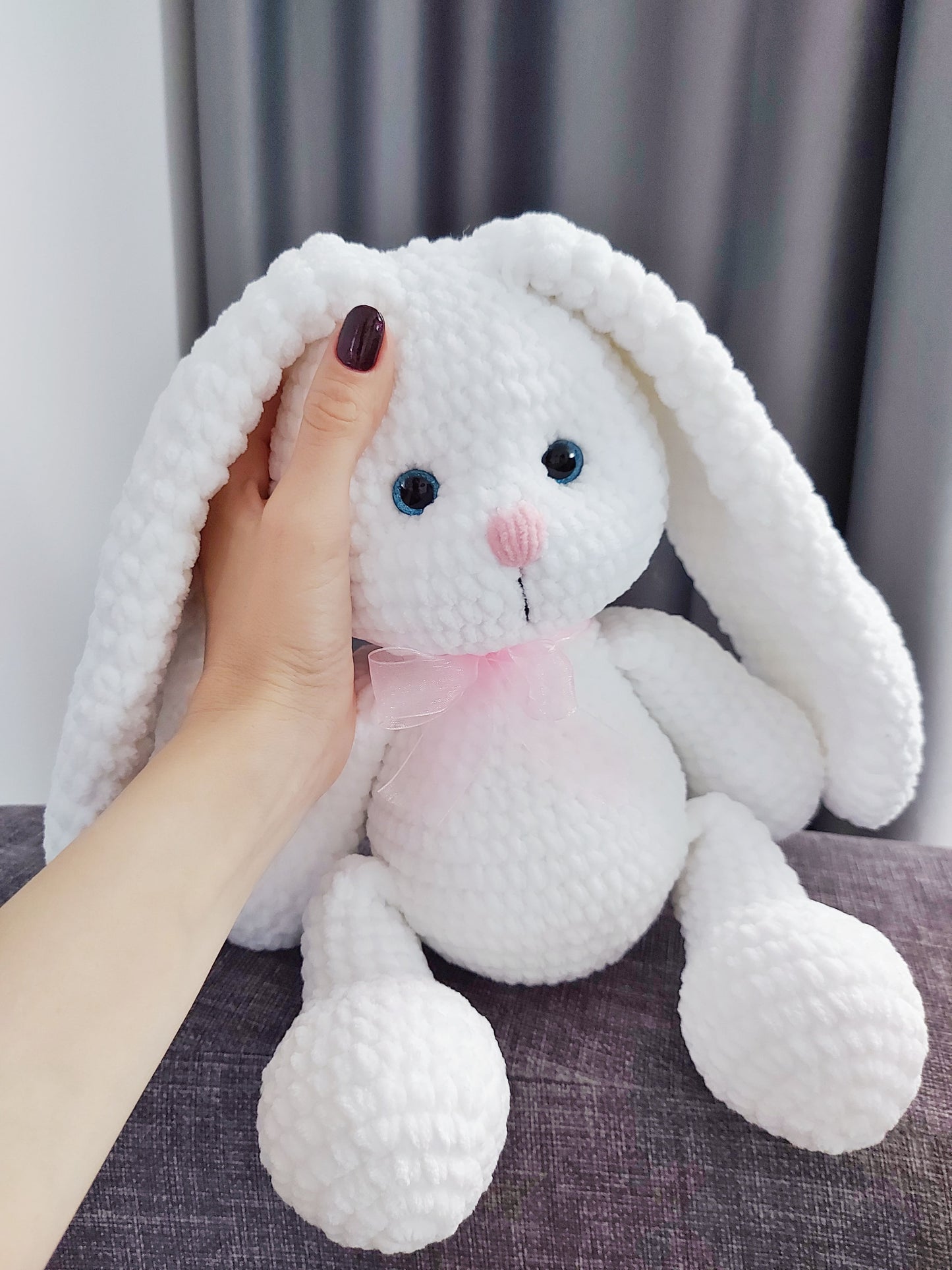 crochet plushie white bunny toy pattern, Crochet rabbit amigurumi pattern, Crochet animals, CROCHET PDF PATTERN (English)