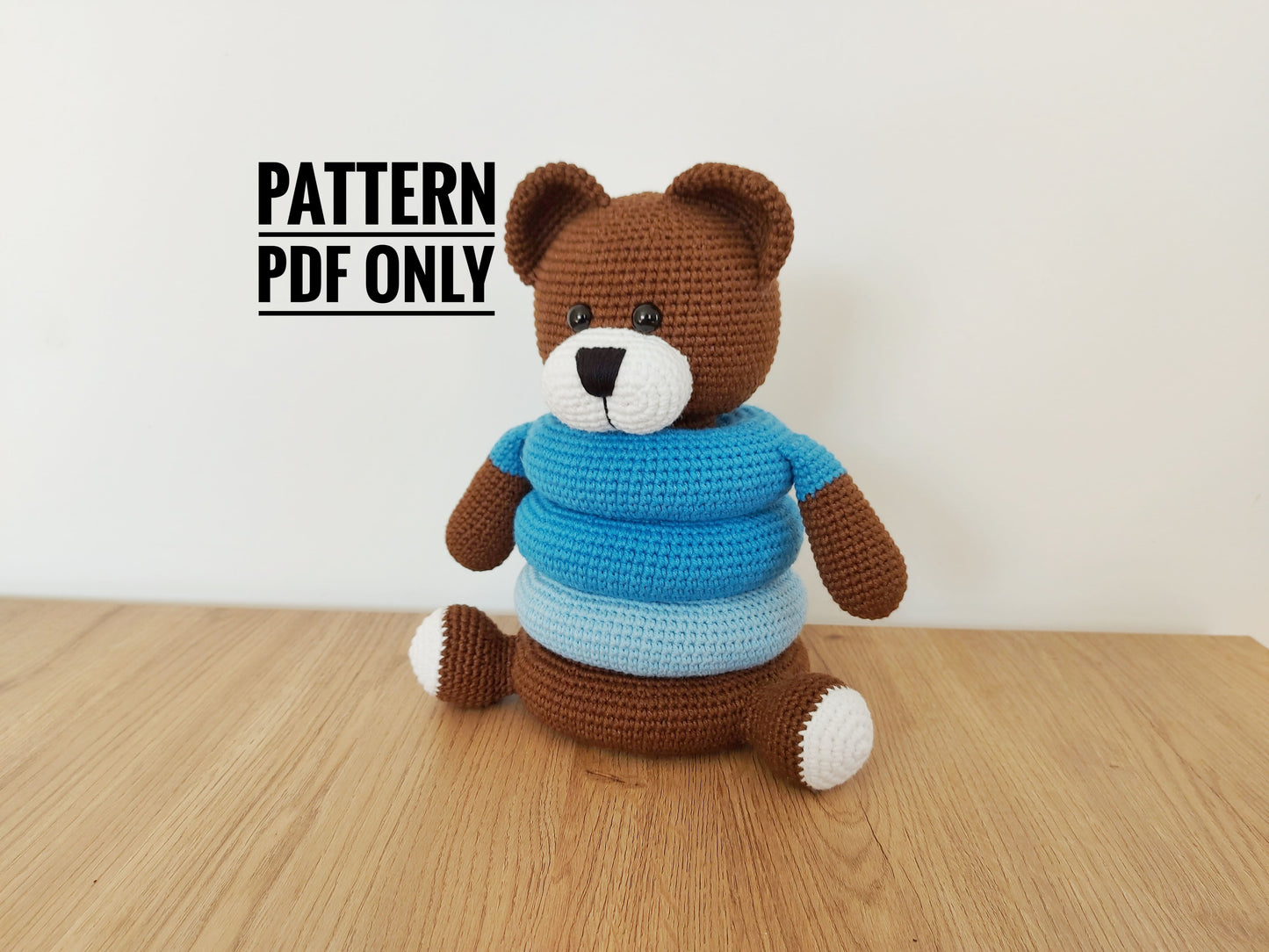 Stacking bear crochet English pattern, montessori bear toy pattern, Crochet toys pattern, Jungle Zoo