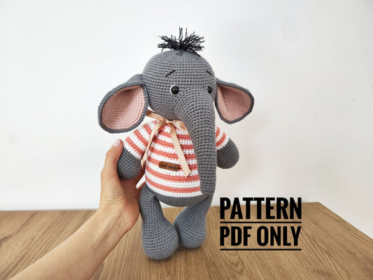 Plushie toy Elephant crochet pattern, elephant pattern, Crochet toy, Stuffed elephant, Safari birthday, Jungle Zoo