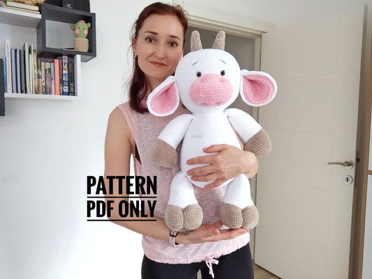 crochet big cow toy pattern, CROCHET PDF PATTERN (English)