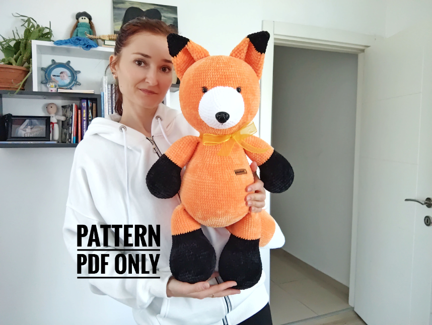 PDF plush big red fox Crochet Pattern, big fox Crochet Pattern, big fox Amigurumi Pattern (English)