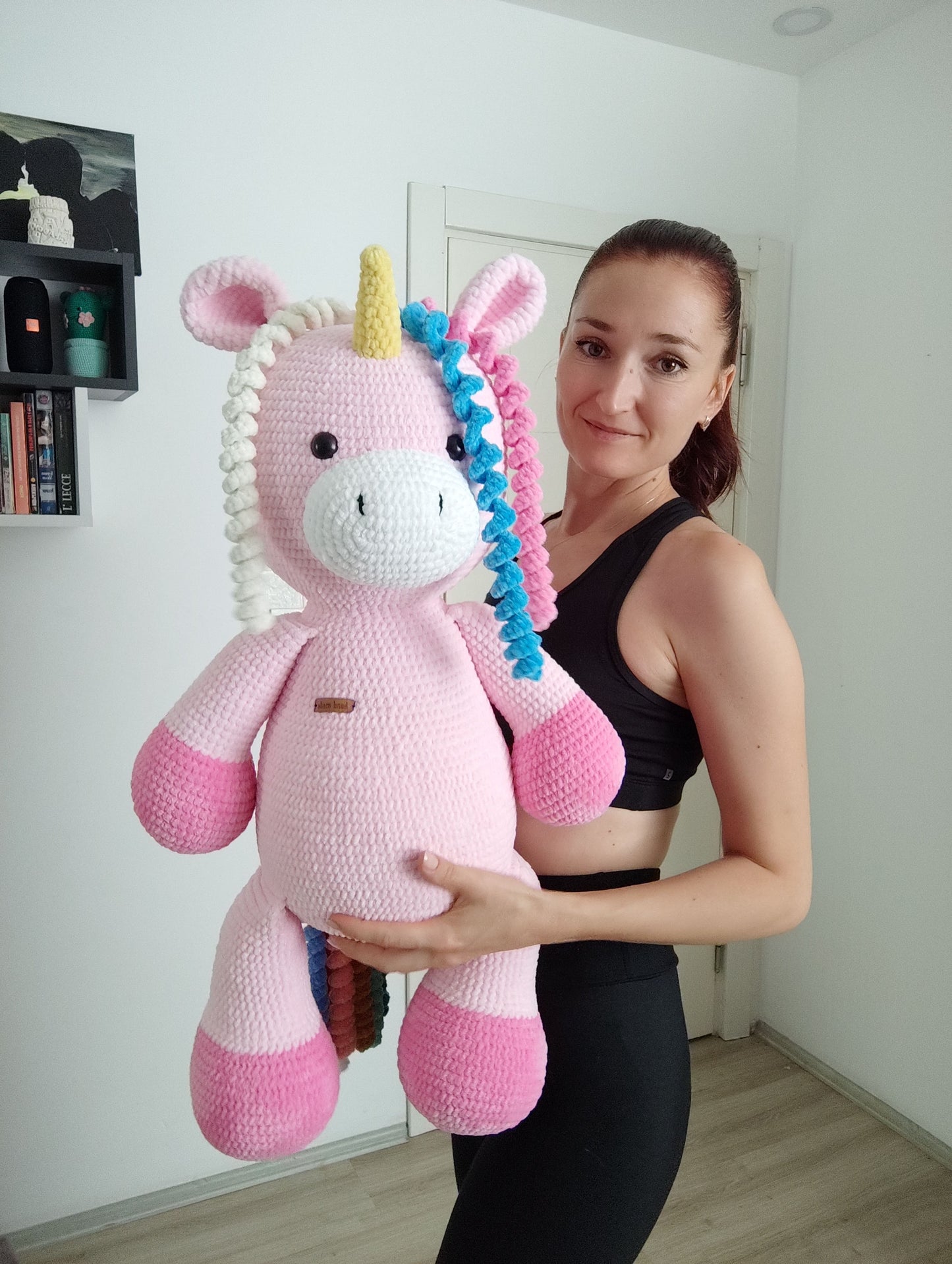 Crochet big pink house - unicorn pillow pattern, big horse pattern, Amigurumi patterns, Crochet unicorn tutorial