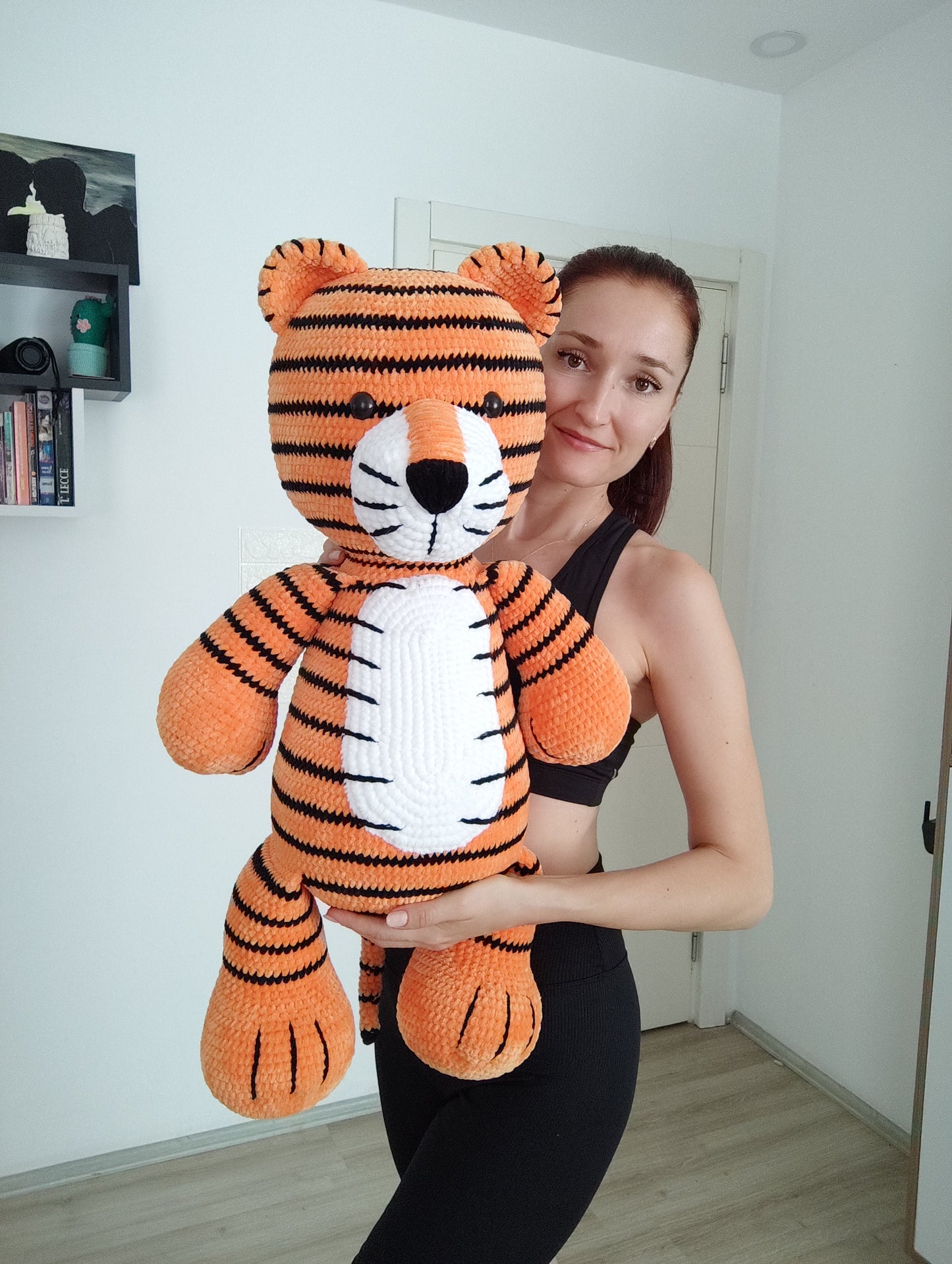 Crochet big tiger pillow pattern, big tiger 21.6 inches pattern, Amigurumi pattern for beginner, Crochet orange tiger tutorial